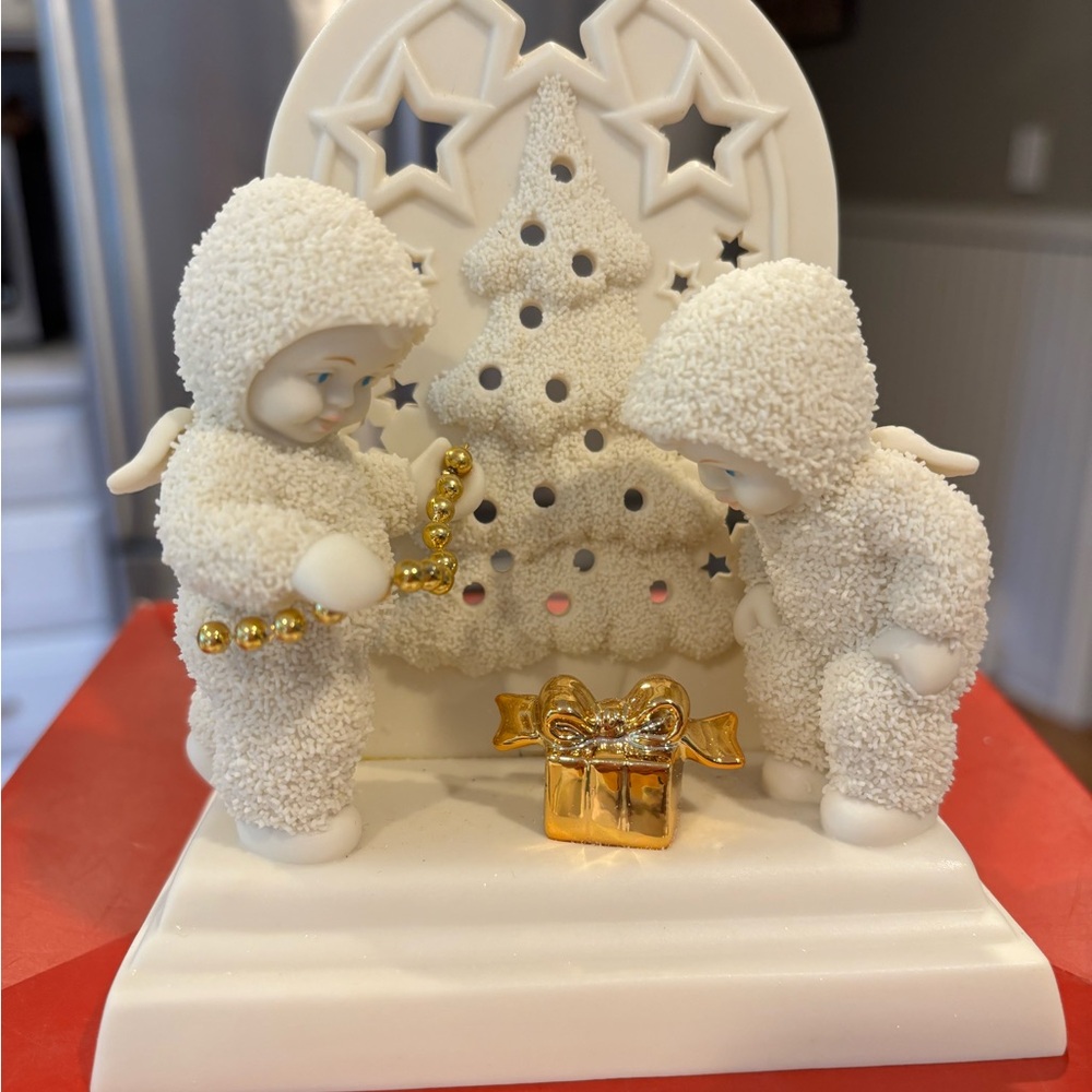 Department 56 White Holiday Figurine Duo with Gold Accents